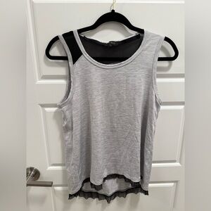 Alala Gray and Black Mesh Underlay Workout Tank Top